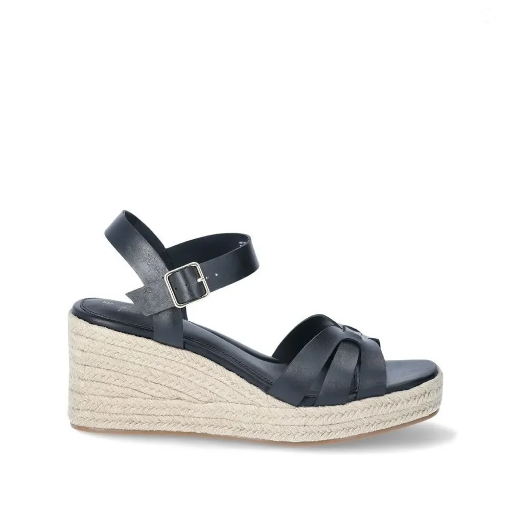 Women's Black Espadrille Wedge Sandals Shoes Size 10